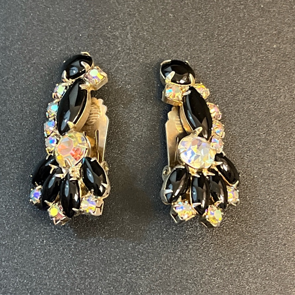 Elegant Black and Gold Clip-On Earrings